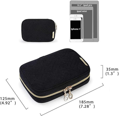 BAGSMART Travel Jewelry Organizer Case Small Jewelry Roll for Journey-Rings, Necklaces, Earrings, Bracelets, Black