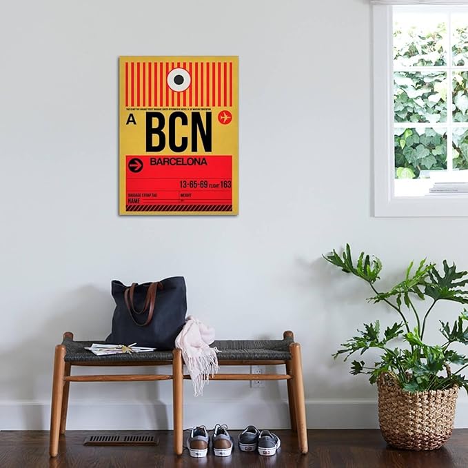 ART.COM Stretched Canvas Print BCN Barcelona Luggage Tag 1 by NaxArt, 24" x 32"