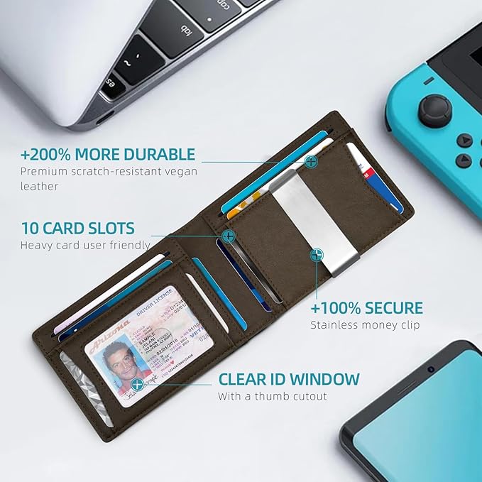 Zitahli Men's Wallets Airtag Holder Slim Rfid Leather with Gift Box