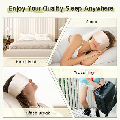 100% Handmade Bamboo Sleeping Eye Mask for Women for Men,Night Masks,Organic Sleep Mask,Blockout Eye Mask for Sleeping,Large Size Adjustable (1 PC, Apricot)