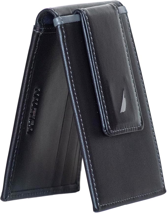 Nautica Men's Slim Wallet | Card Case | RFID Blocking | ID Window | Minimalist | Lightweight | Genuine Leather