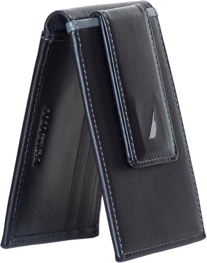 Nautica Men's Slim Wallet | Card Case | RFID Blocking | ID Window | Minimalist | Lightweight | Genuine Leather