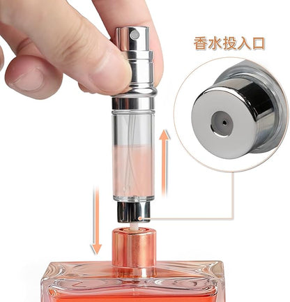 AF01BK Leather Perfume atomiser, 5ml Bottom Fill Travel Perfume Bottle, Refillable Perfume Dispenser for Women & Men (Black 5ml)