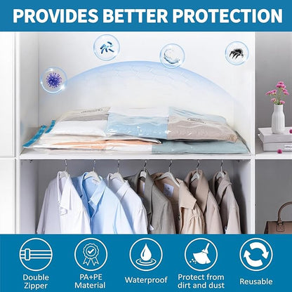 Vacuum Seal Bags for Clothing Travel with pump,15 Pack Compression Packing Cubes for clothes,Space Saver for Luggage & Travel Essentials,Carry-on Suitcase,Leak-Proof