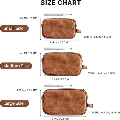 Elviros Toiletry Bag for Men, Large Travel Shaving Dopp Kit Water-resistant Bathroom Toiletries Organizer PU Leather Cosmetic Bags Fathers Day Gift (Medium, Dark Brown)