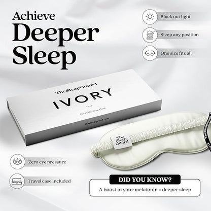 TheSleepGuard Pure Silk Sleep Mask [100% 6A Mulberry Silk, 22 Momme] Light Blocking Travel Essentials. Eye Masks for Sleeping. Black Oeko-Tex Blindfold. Eye Covers for Men & Women