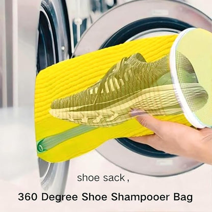 Shoe Cleaning Bag, Machine Washable Shoe Bag for Washing Machines and Dryers, 360 Deep Cleaning, Suitable for All Shoe Types, Reusable Sports Shoe Bag, 2-Pack, Yellow