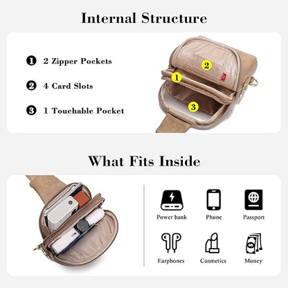 INICAT Sling Bag for Women Touchscreen Small Crossbody Cell Phone Purse Fanny Pack