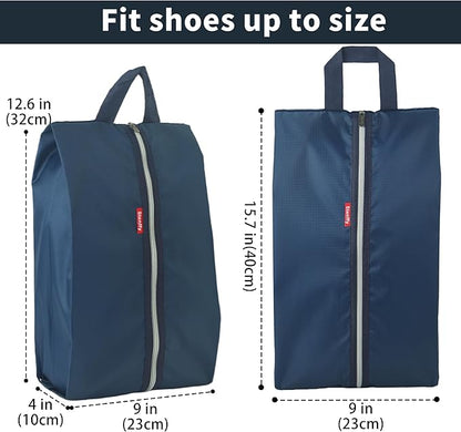 6pcs Portable Shoe Organizer, Travel Pouches with Zipper, Golf Shoe Bags, Clothes Bags, Soccer Cleats Bag Shoe Pouch for Gym, Waterproof, Odor-Resistant (Navy Blue)