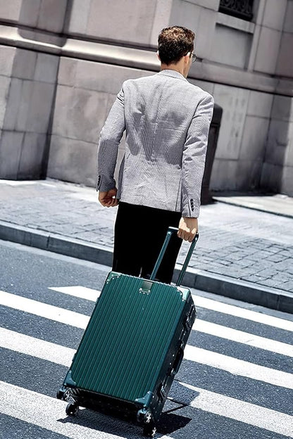 HotWay 28 Inch Checked in Luggage with Aluminum Frame, PC Hard Shell Suitcase with Spinner Wheels and TSA Lock, Large Suitcase for Travel, Green