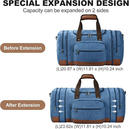 Litvyak Duffle Bag for Travel, 50L Canvas Travel Duffel Bags Overnight Weekend Gym Carry On Luggage Bag for Men & Women(Blue)