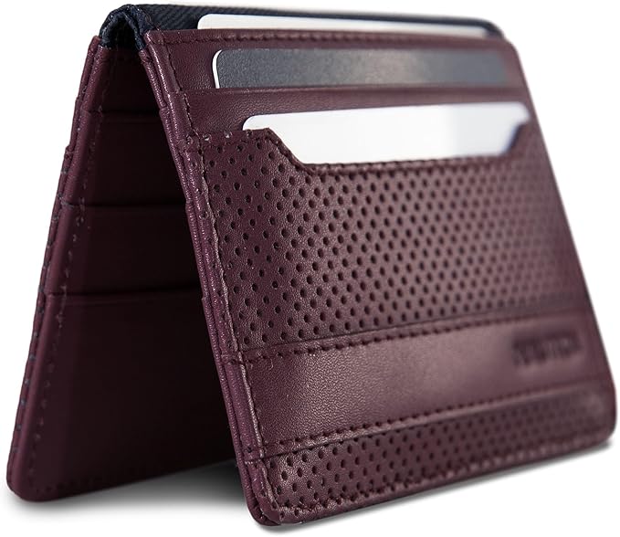 Nautica Men's Slim Wallet | Card Case | RFID Blocking | ID Window | Minimalist | Lightweight | Genuine Leather