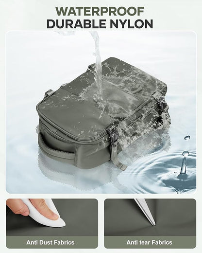 Vacuum Backpack Travel with Pump,Vacuum Seal Bags for Clothing, Shoe Compartment,United Airlines Personal Item Bag 17x10x9,Mochila compresion al vacio,Brown Green