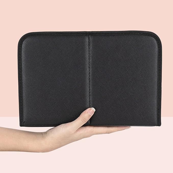 Makeup Brush Organizer Bag Standing Makeup Brushes Holder Travel Case, Professional Portable Cosmetic Storage Bag Foldable Makeup Brush Wrap Case for Men Women Artist Gift (Black)