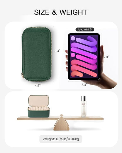 Vlando Gifts for Teachers,Jewelry Case with 12 Velvet Jewelry Bags Travel Jewelry Organzier for Travelers Necklace Rings Earrings Jewelry Bags Birthday Wedding Gifts (Green)