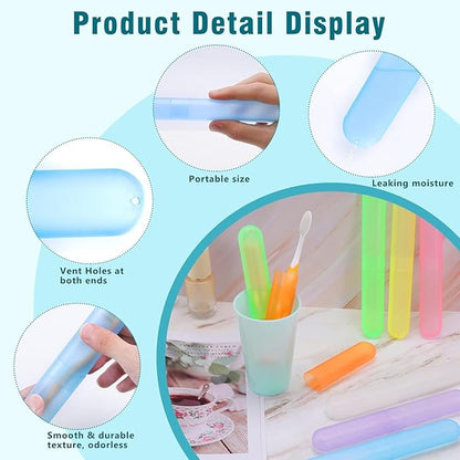 30 Pack Travel Toothbrush Case, Plastic Portable Toothbrush Storage, Dust-Proof Toothbrush Case, Breathable Toothbrush Holder for Travel Business Camping School Home, 7 Colors