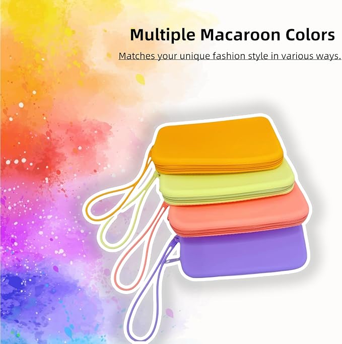 4 Pieces Silicone Makeup Toiletries Pouches, Waterproof Cosmetic Zipper Pouch, Digital Electronics Storage Bag, Beach Essential Travel Pouch (Creamy Collection)