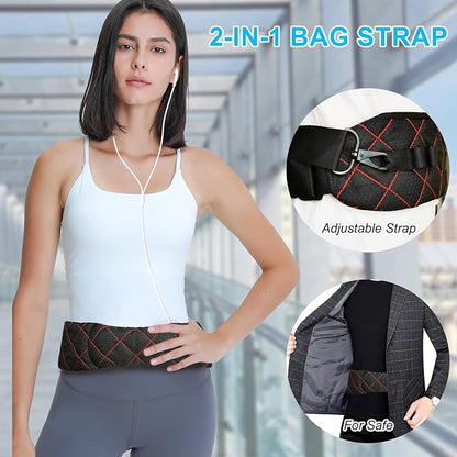 2 in 1 Anti-theft Bag Shoulder Strap with Pockets, 54 inch Travel Belt Ultra-Wide and Thick, Comfort and Stylish