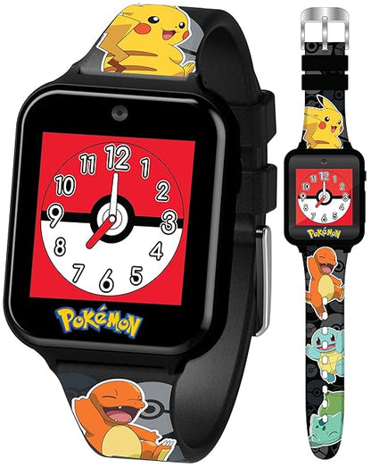 Pokémon Interactive Kids Smartwatch – Touchscreen Watch with Games, Camera, Voice Recorder, Step Tracker, Alarm & Timer – 10 Pokémon Watch Faces, USB Rechargeable – Fits Wrists 5.5" to 8"