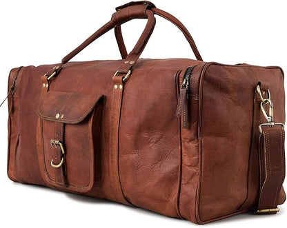 Berliner Bags Vintage Genuine Leather Duffle Bag New York XXL for Travel or the Gym, Weekender, Travel Bag, Overnight Bag for Men and Women - Brown