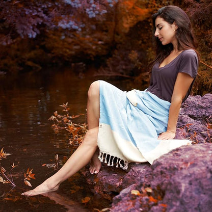 Bazaar Anatolia Turkish Beach Towel 100% Cotton Bath Towels 71x39 Quick Dry Sand Free Lightweight Large Oversized Herringbone Turquoise