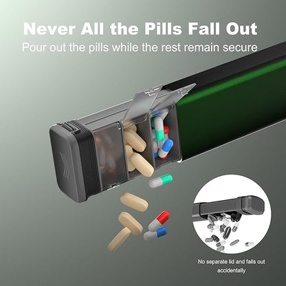 7 Day Weekly Metal Pill Organizer Travel, Kursoaya Premium Aluminum Daily Pill Box, Cute Portable Pill Case, Large Capacity Pill Holder for Supplements, Pills, Vitamins, Medicine (Hunter Green)