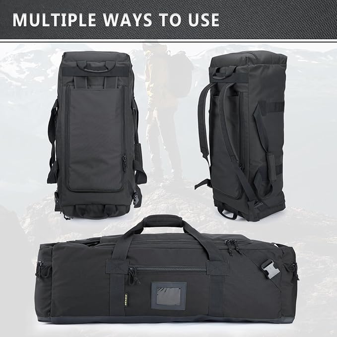 105l Large Duffel Bag For Travel, Gym & Sports - Water Repellent Polyester, Hidden Straps, Shoe Compartment - Perfect Luggage Duffle Bag Or Backpack For Men & Women