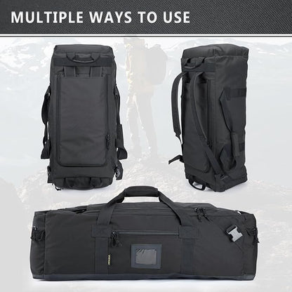 105l Large Duffel Bag For Travel, Gym & Sports - Water Repellent Polyester, Hidden Straps, Shoe Compartment - Perfect Luggage Duffle Bag Or Backpack For Men & Women