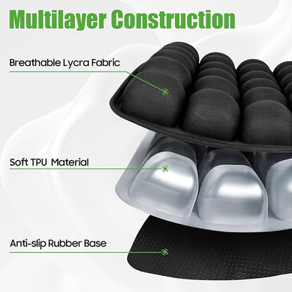 Inflatable Travel Seat Cushion, Relieve Pessure HIPS, 3D Airbag Wheelchair Pad Portable Car Seat Cushions for Office Chair, Wheelchair, Stadiums, Dining Chair