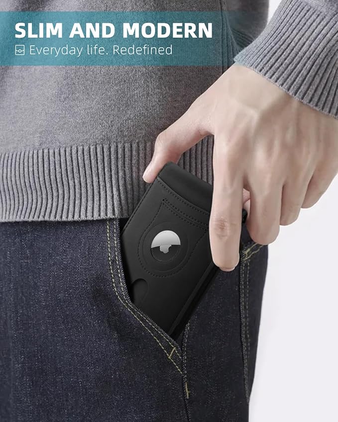 Zitahli Men's Wallets Airtag Holder Slim Rfid Leather with Gift Box