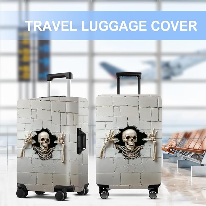 Luggage Cover Washable Suitcase Protector Anti-Scratch,Stretchable Fit for 20-34Inch Luggage Durable Travel Bag Cover with Zipper Closure (Skull, L(fits 28-30Inch suitcase))