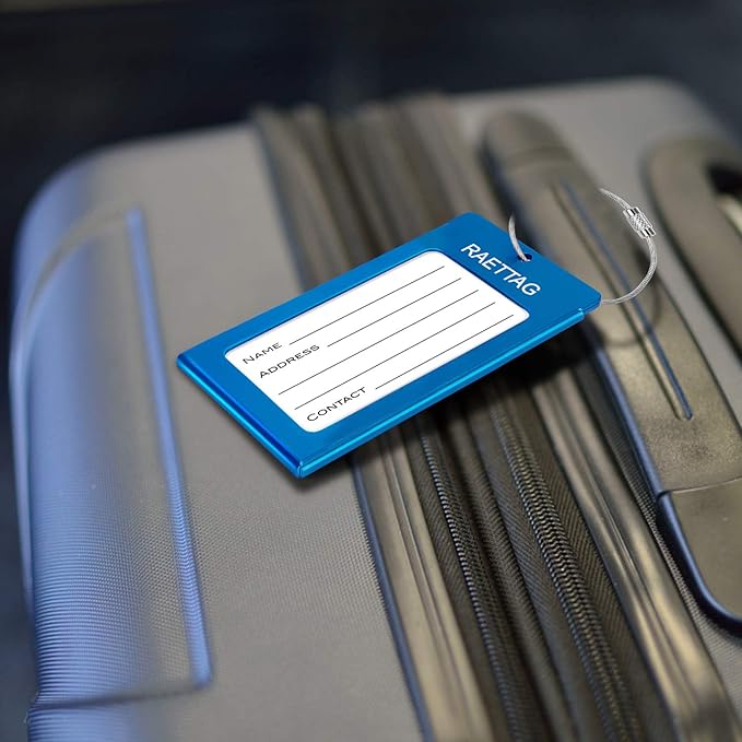 Luggage Tags Metal Suitcase Tags Travel Bag ID Identifier Luggage Tag (2Pack - Blue)