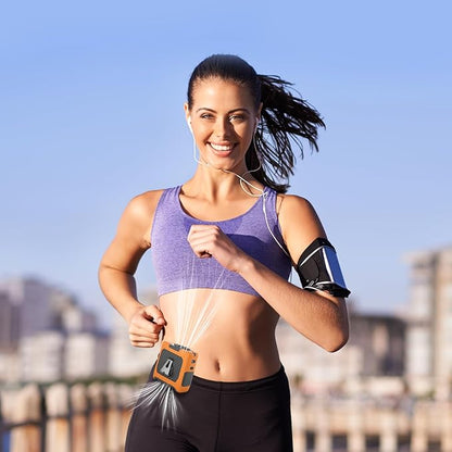 Portable Fan Wearable Personal Fan with 5 Speed Max 55 Working Hours Low Noise Portable Neck Fans Cooling Waist Fans for Camping Traveling LED Light Power Display 10000mAh Power Bank(Orange)