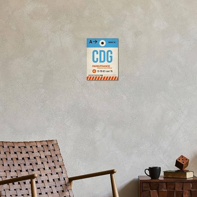 ART.COM Stretched Canvas Print CDG Paris Luggage Tag 2 by NaxArt, 12" x 16"