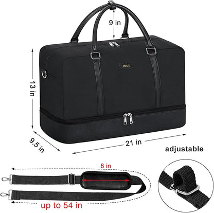 IBFUN Weekender Bags for Women, 21" Weekender Travel Bag, Travel Duffle Bag with Shoe Compartment Carry on Overnight Duffel Bag for Weekend Travel Business Trip
