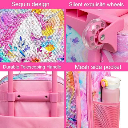 Kids Luggage for Boys and Girls, Cute Dinosaur Unicorn Rolling Wheels Suitcase for Toddler Children