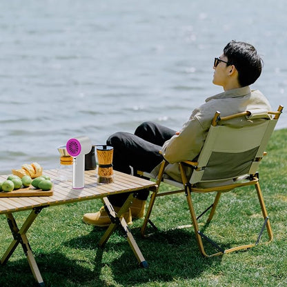 Portable Handheld Fan, Speed (1-100) Adjustable Turbo Personal, 4000mAh Battery Rechargeable Cooling Fan, Digital Display, Gifts for Women Men Travel/Camping/Outdoor (Iron/Fuchsia)