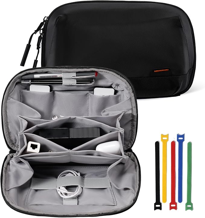 OrgaWise Electronics Organizer, Electronic Accessories Bag Travel Cable Organizer Three-Layer for iPad Mini, Kindle, Hard Drives, Cables, Chargers