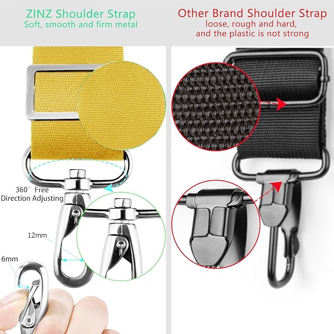 ZINZ Shoulder Strap 78" Universal Handbag Strap with Ultra-Thick Fixed Padded and Dual Balanced Adjustable Buckles Shoulder Crossbody Strap for Briefcase Messenger Bag Laptop Bag Luggage，Yellow
