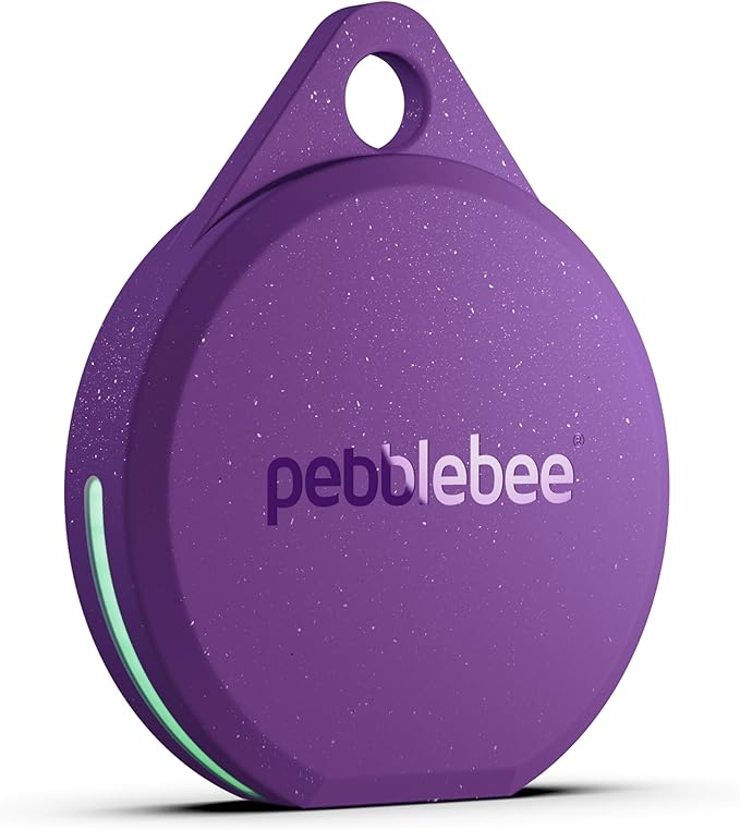 Pebblebee Clip 5 | Rechargeable Bluetooth Tracker Tag for Keys | Alternative to Air Tag & Android Trackers | 130 dB Siren, Bright LED Strobe, 12-Month Battery, Alert Safety Mode | Amethyst Purple