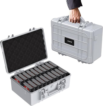 ORICO Hard Drive Case 3.5inch 20-Bay HDD/SSD Multi-Protection Storage Suitcase with Foam Hard Case Shockproof Anti-Static MoistureProof Carrying Box-PSC L20