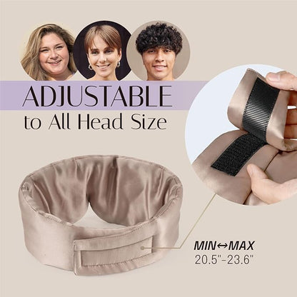 Silk Sleep Mask Soft Pressureless: 100% Mulberry Silk for Eye Skin Anti Wrinkles, Large Size for Total Blackout, Adjustable Wide Velcro Ear Cover