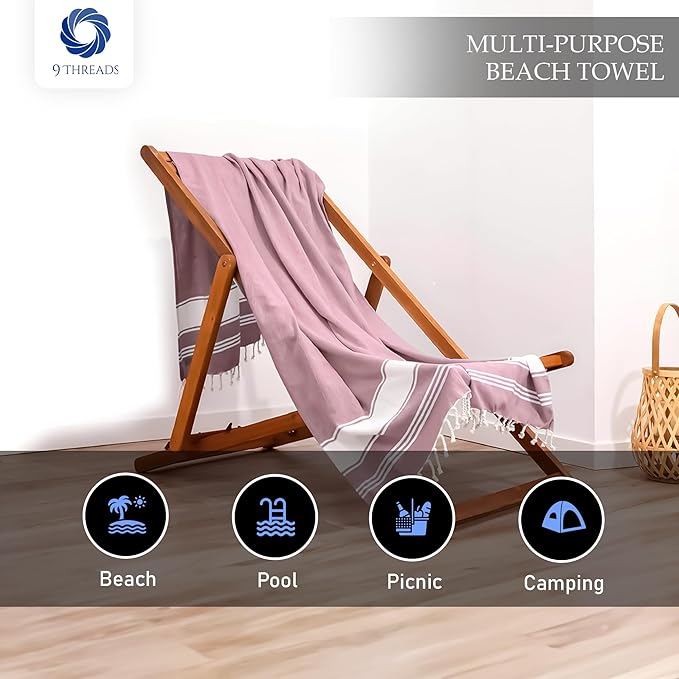 Cotton Turkish Beach Towel Towels Oversized 36"x72" Pool Absorbent Extra Large Quick Dry Sand Travel Towel (Pink, 4 Pack)