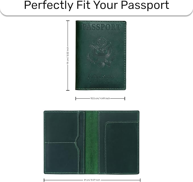 HIFA Leather Passport Holder, Handmade Passport Cover with Card and Ticket Slot - Genuine Leather, Elegant Design, Easy Access - Passport Case, Passport Wallet, Passport Holder