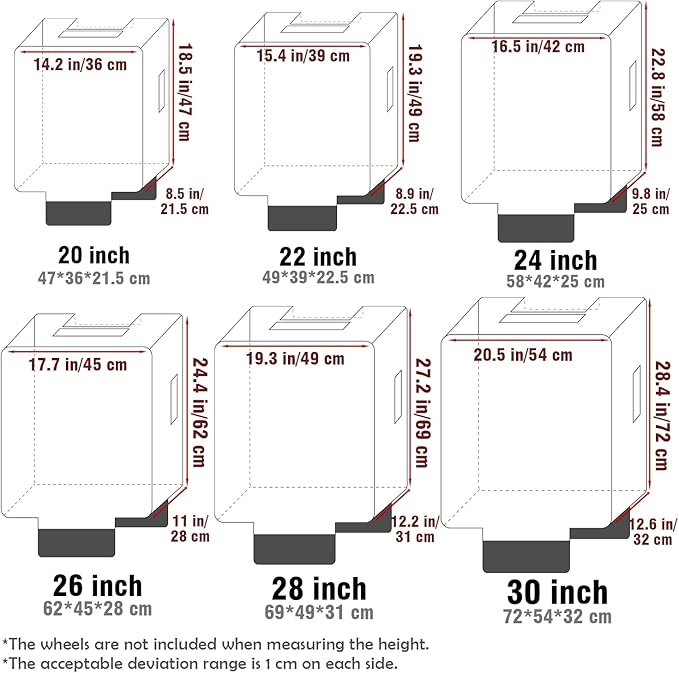 No Disassembly Suitcase Covers - 26 Inch Clear Luggage Cover Protector, Black PVC Luggage Protector