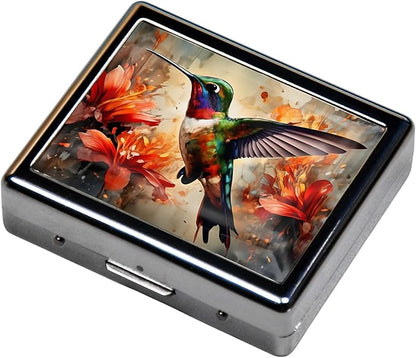 7 Days Chromed Shiny Silver Pill Organizer with Mirror Inside Has 8 Separate Compartments Rectangle,Versatile Storage for Medication - Ideal Travel Accessory (The Bird)