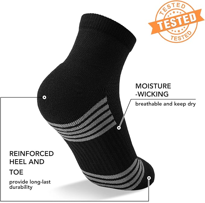 5 Pairs Copper Compression Socks for Women & Men - Ankle Plantar Fasciitis Arch Support Running Socks for Athletic