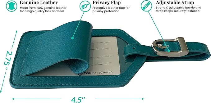 Personalized Monogrammed Teal Leather RFID Passport Wallet and Luggage Tag