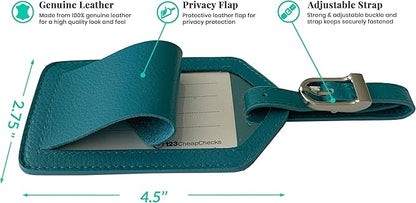 Personalized Monogrammed Teal Leather RFID Passport Wallet and Luggage Tag