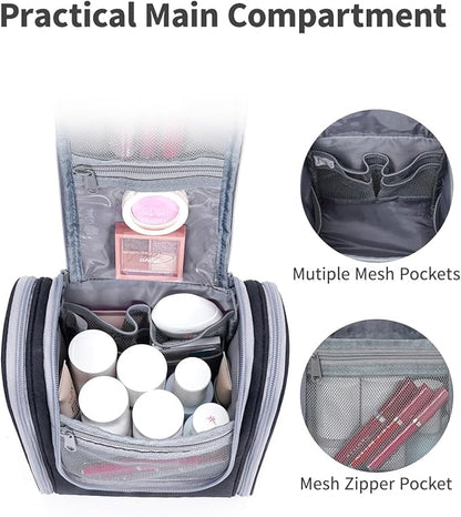 Narwey Small Hanging Travel Toiletry Bag Cosmetic Make Up Organizer for Women and Men (Medium, Black)